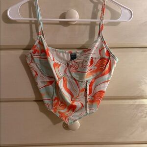 SHEIN Swirl Print Cami Top - Orange and Mint